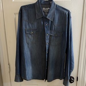 Wrangler Blue Denim Western Shirt